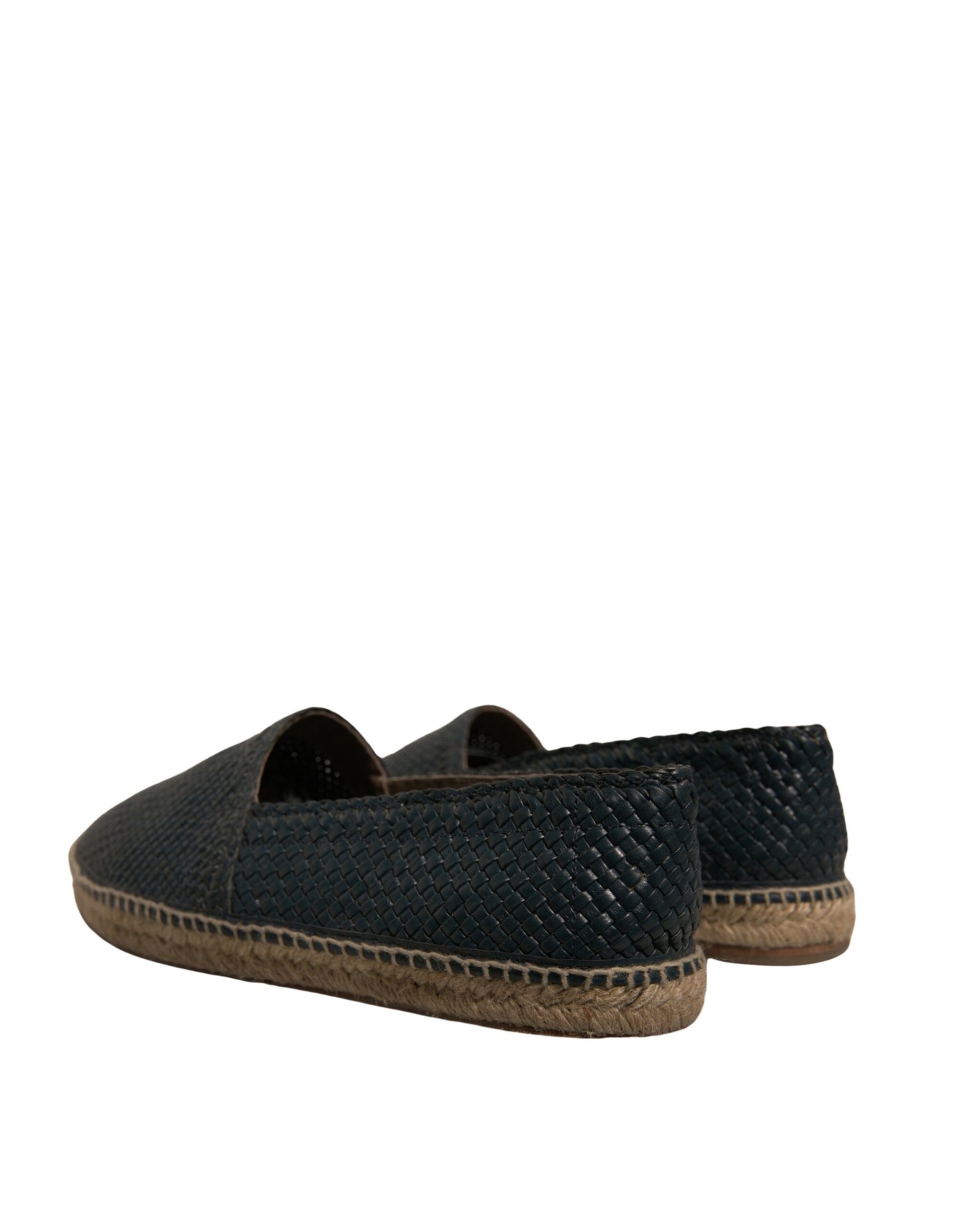 Blue Woven Leather Buffalo Espadrille Shoes