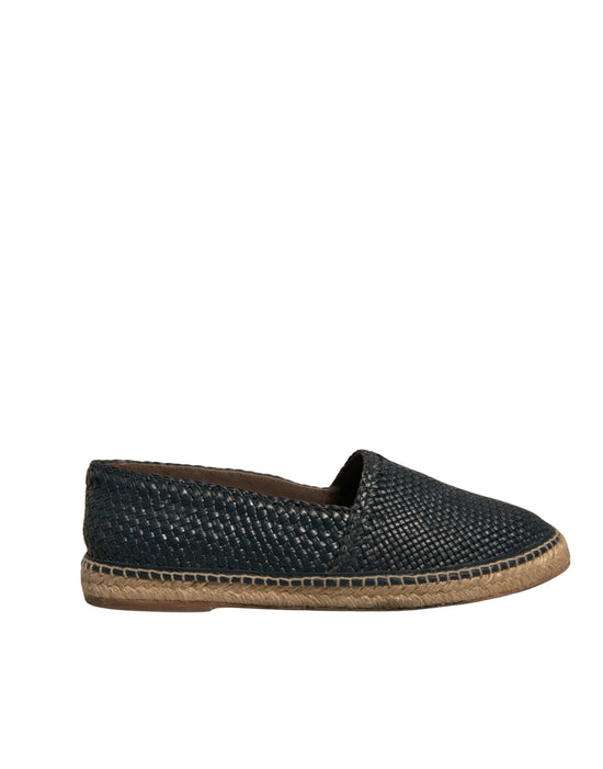 Blue Woven Leather Buffalo Espadrille Shoes