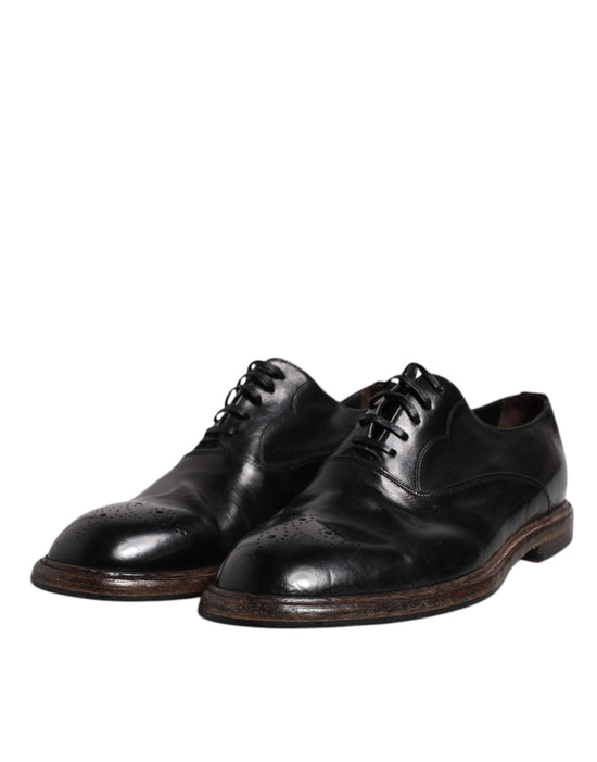 Black Leather Lace Up Men Derby Formal Shoes