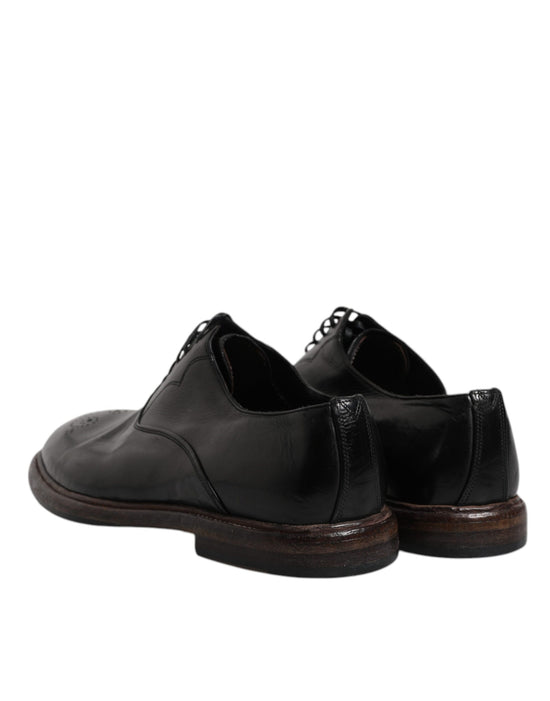 Black Leather Lace Up Men Derby Formal Shoes