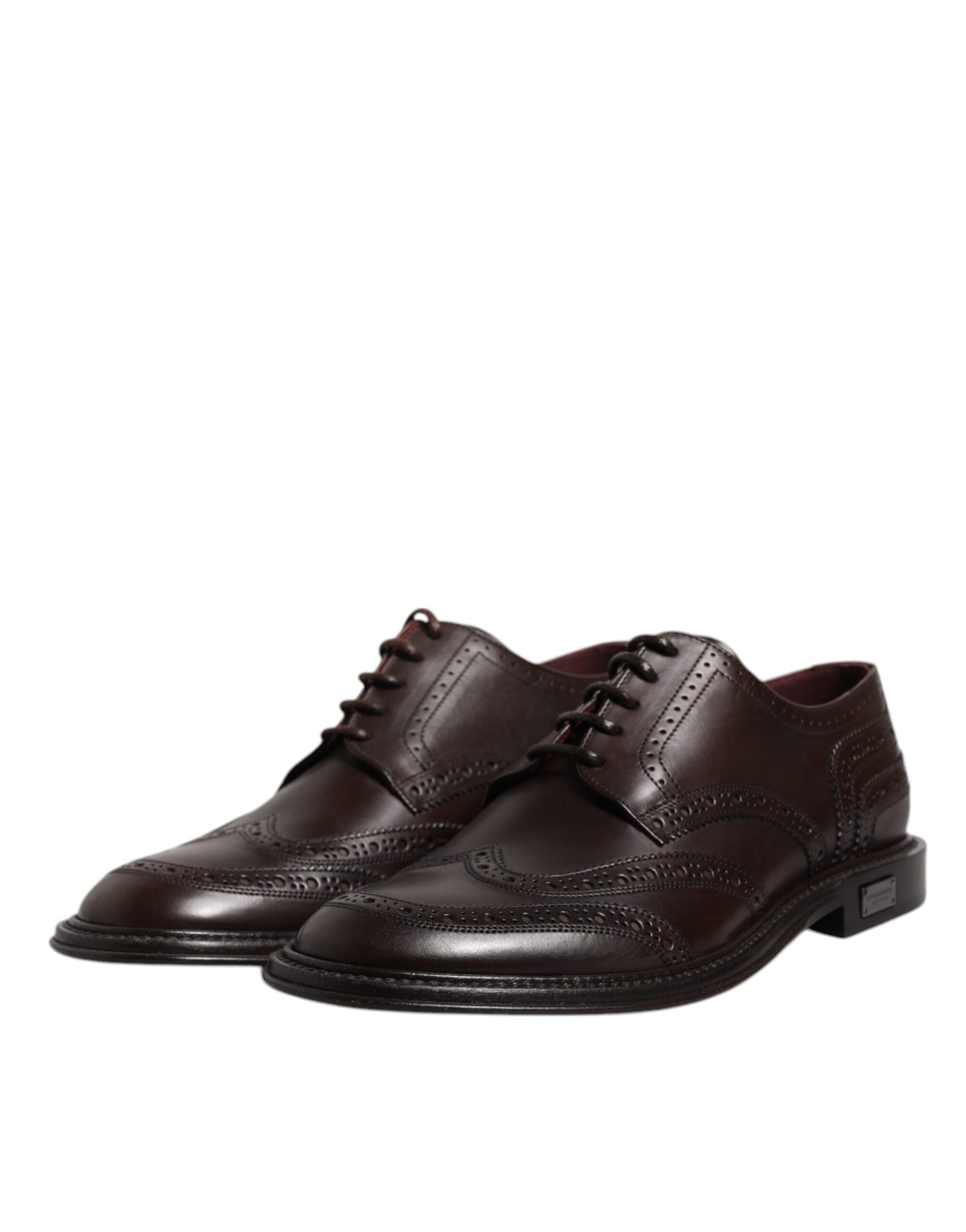 Brown Leather Derby Wingtip Lace Up Formal Dress Shoes