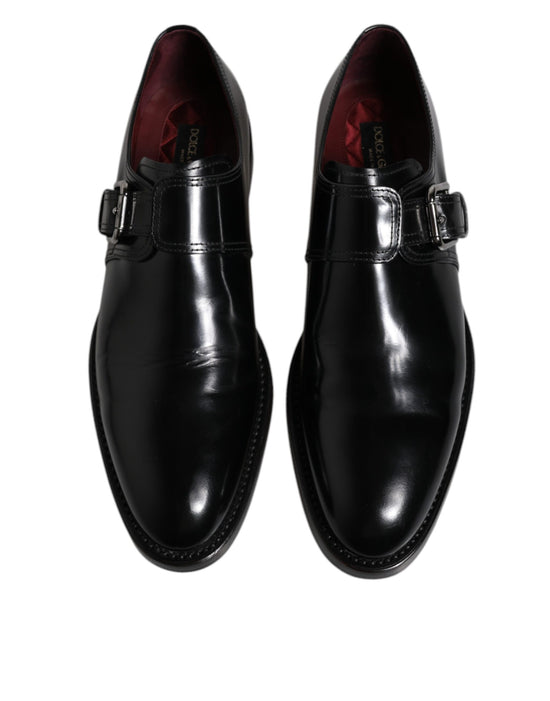 Black Leather Monk Strap Derby Formal Shoes