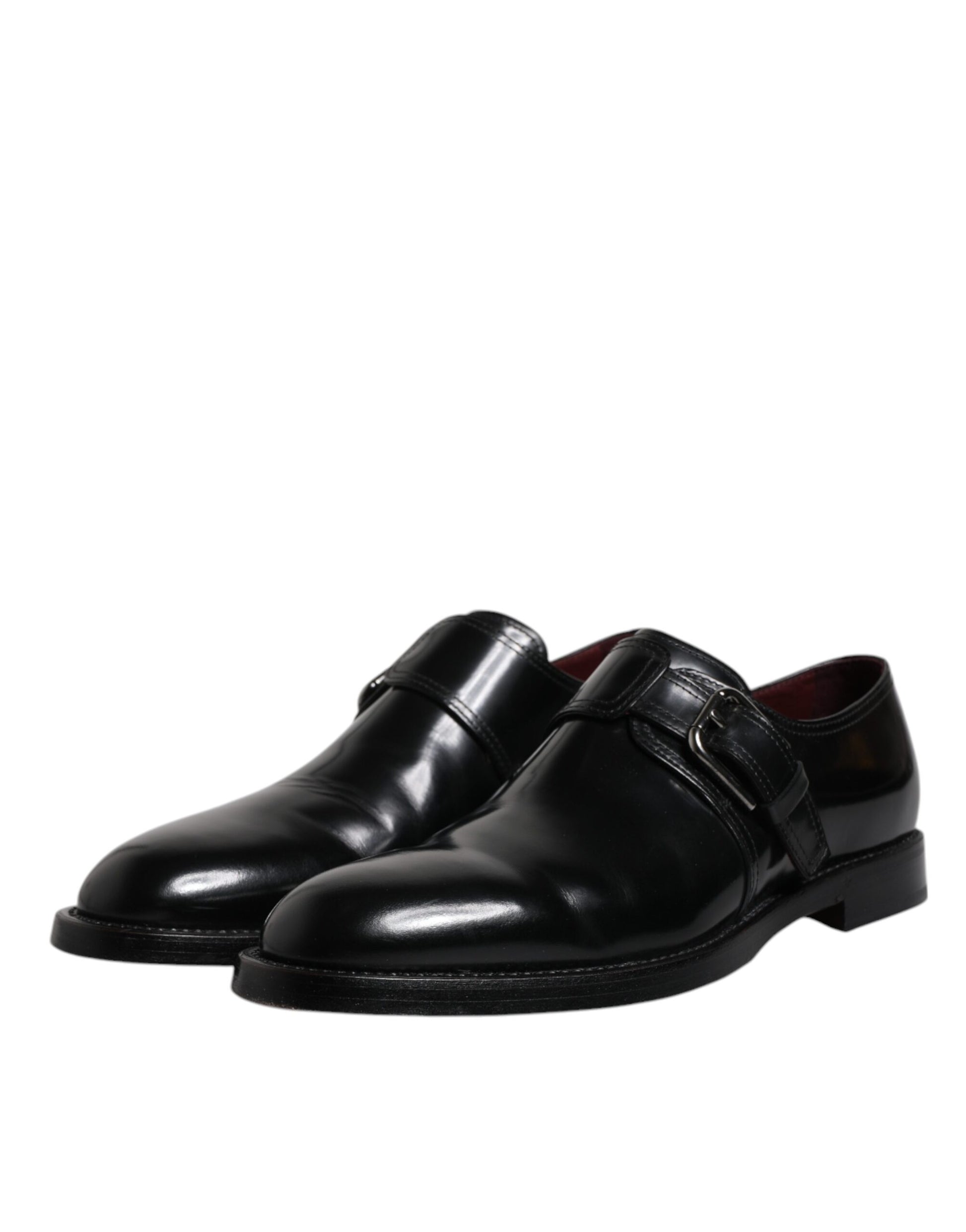 Black Leather Monk Strap Derby Formal Shoes