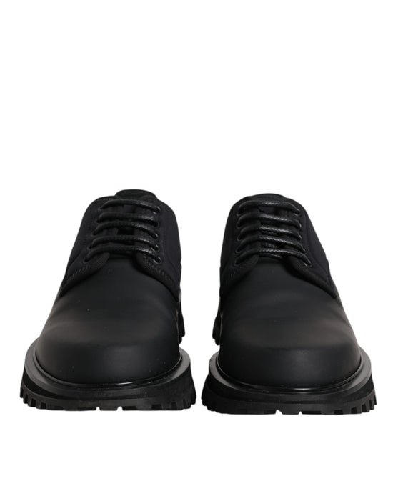 Black Leather Lace Up Trekking Dress Shoes