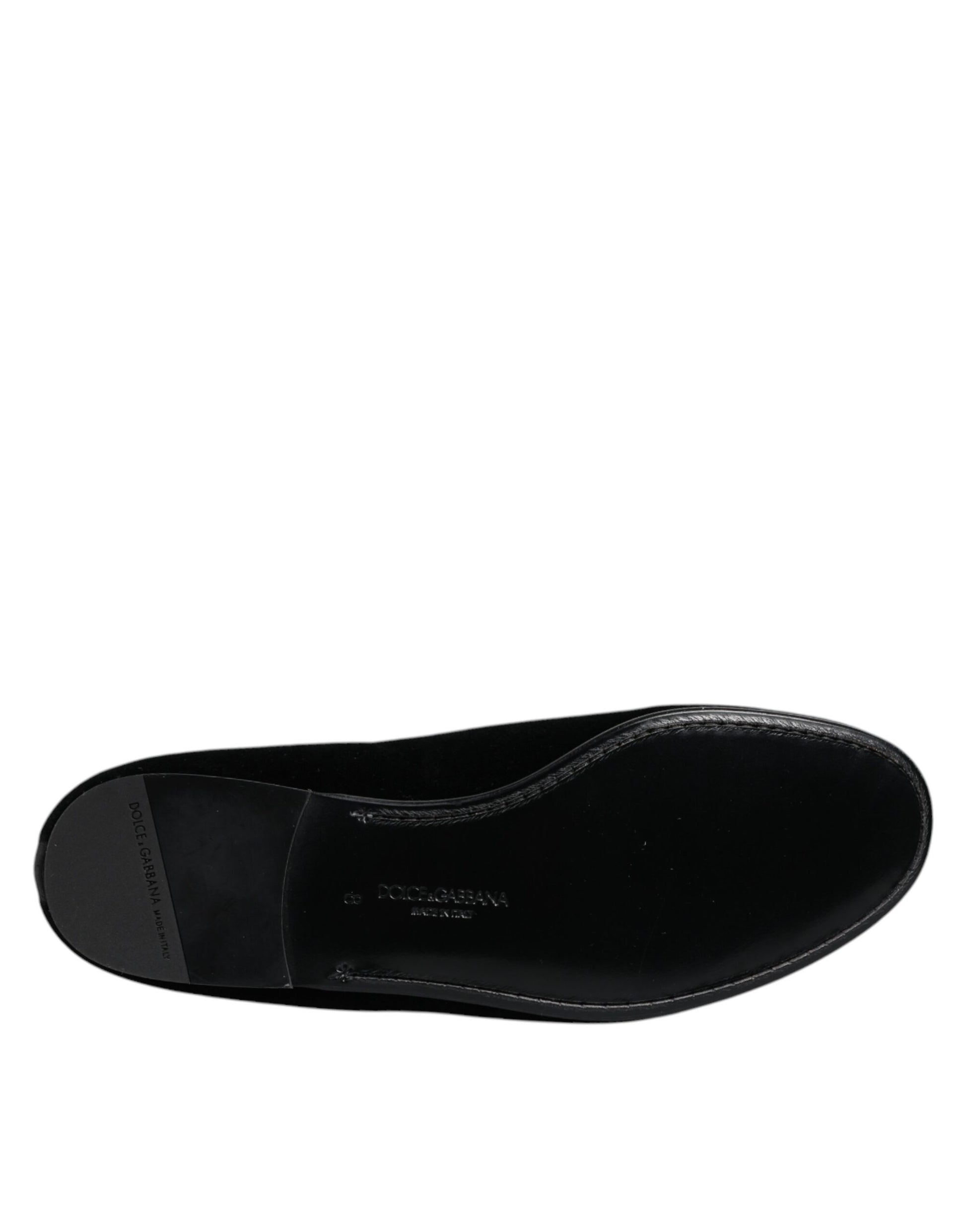 Black Velvet DG Logo Loafers Formal Shoes