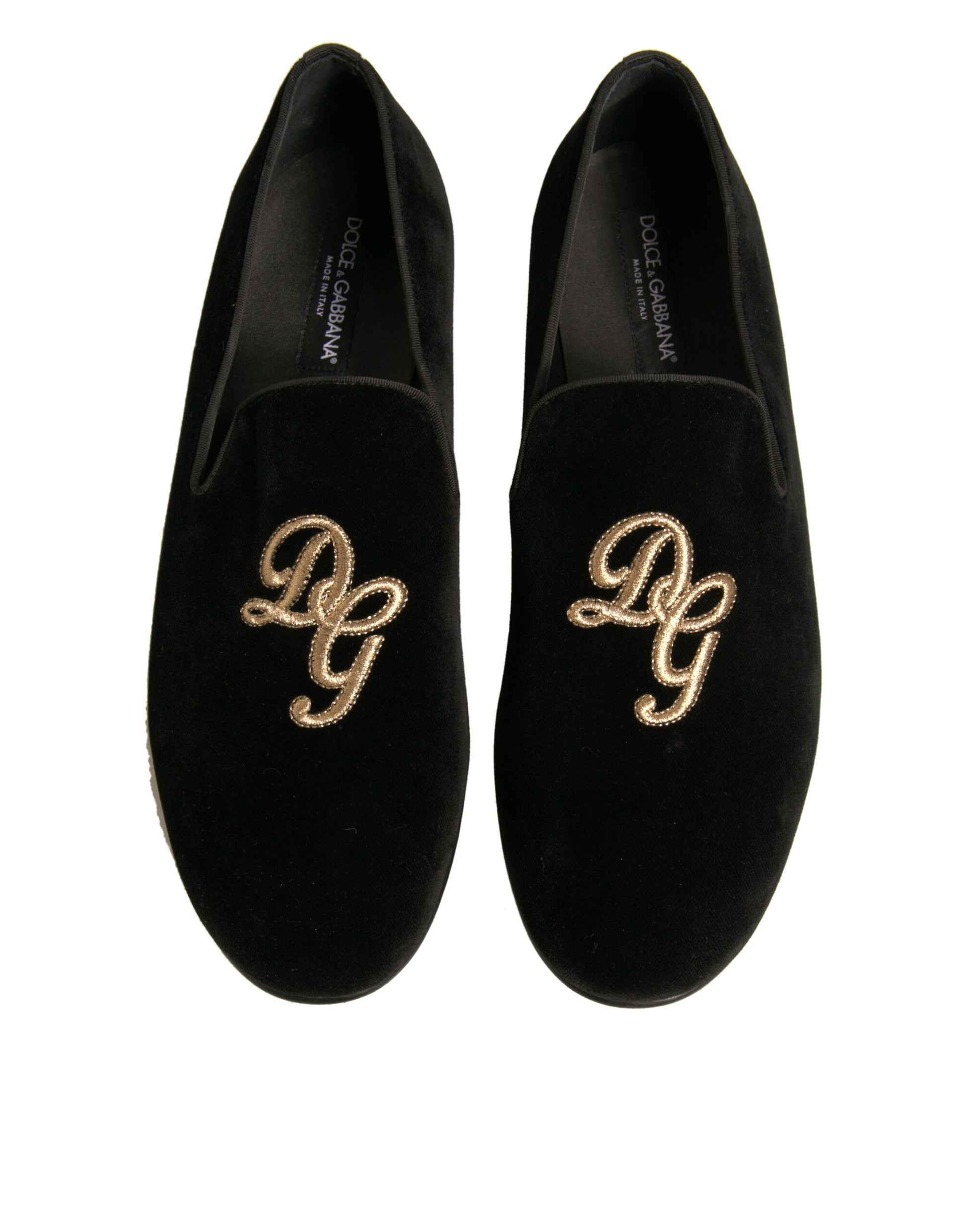 Black Velvet DG Logo Loafers Formal Shoes