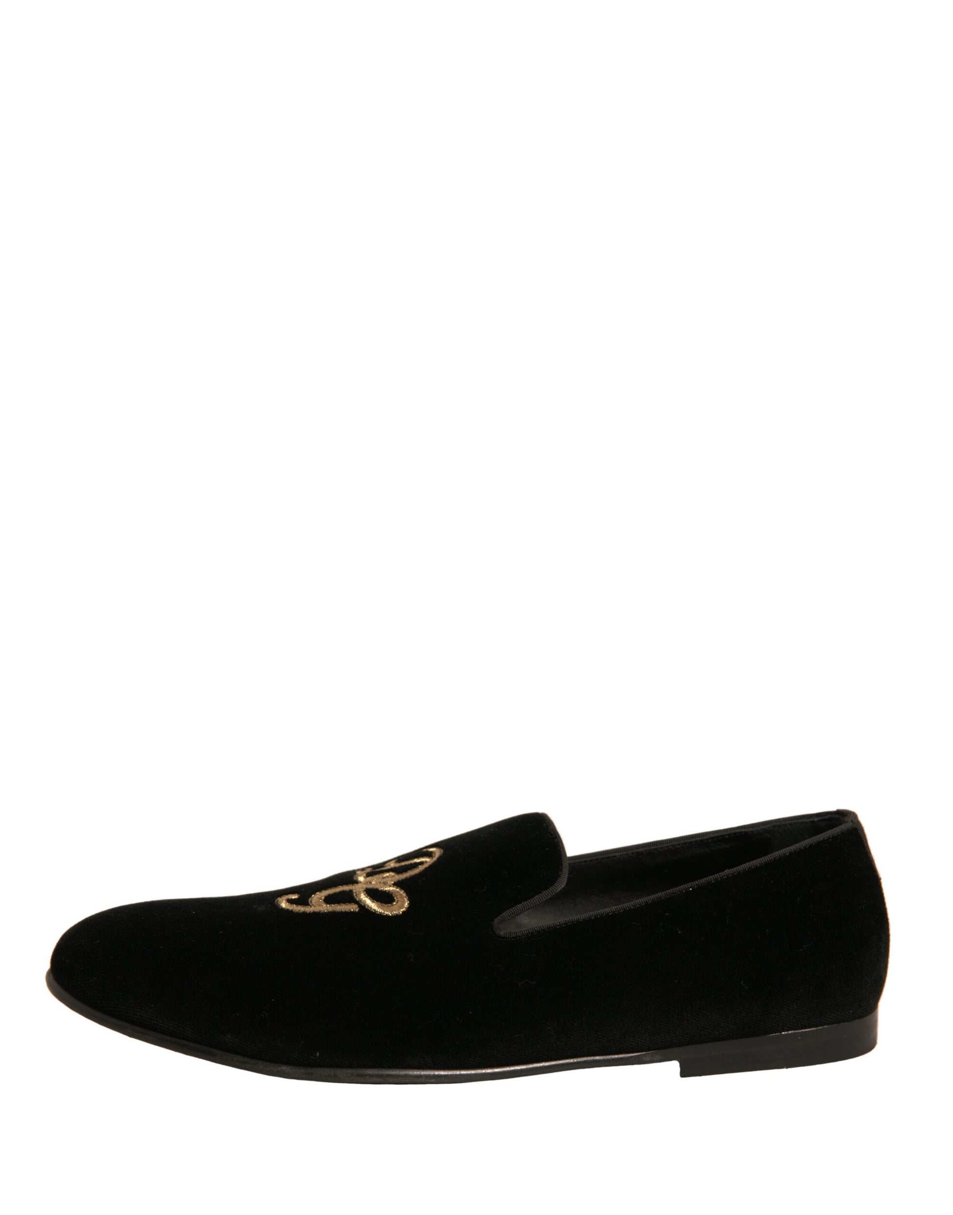 Black Velvet DG Logo Loafers Formal Shoes