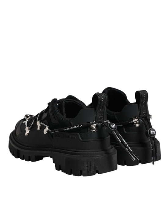 Black Low Top Lace Up Trekking Sneakers Shoes