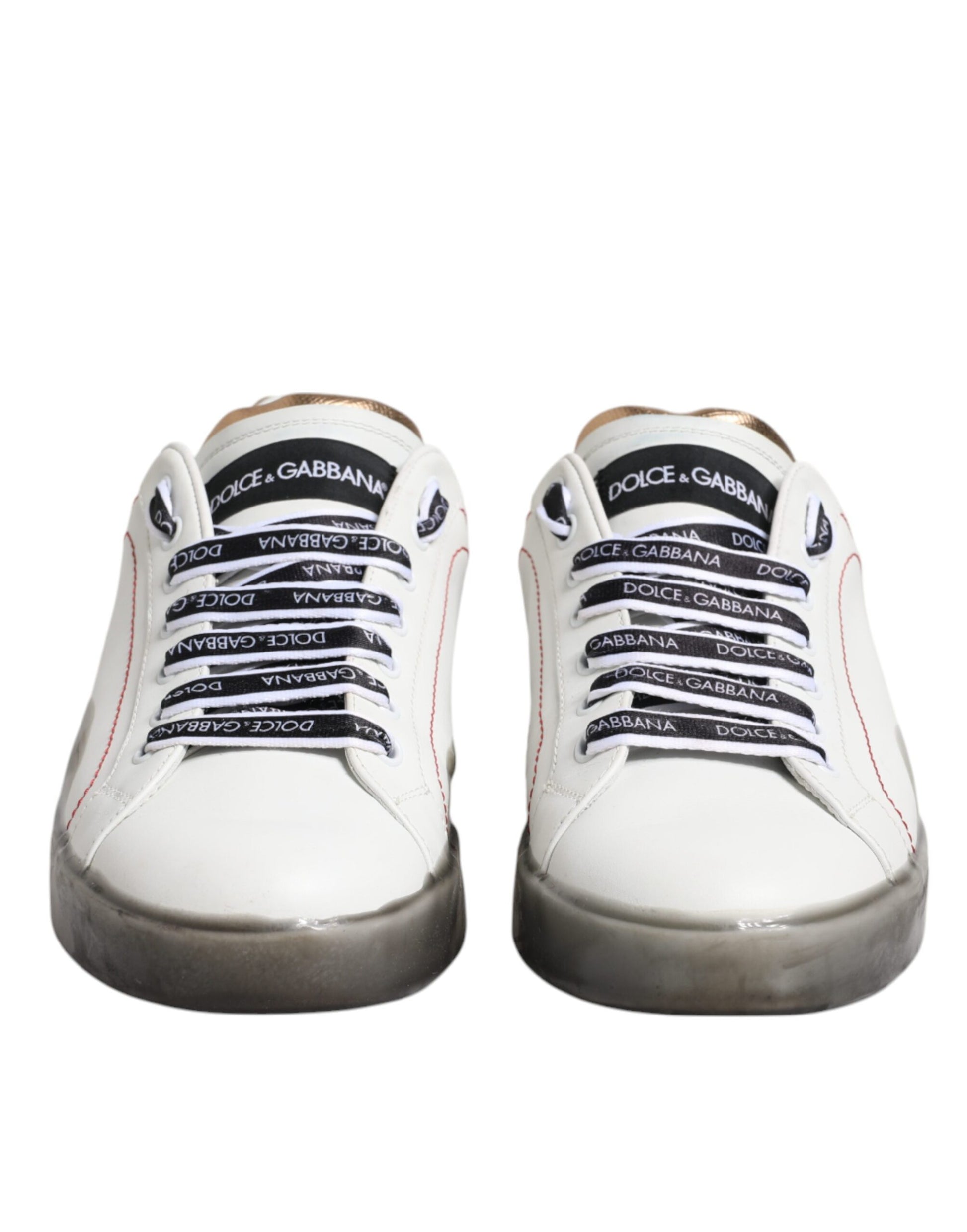 White Black Portofino Leather Sneakers Shoes