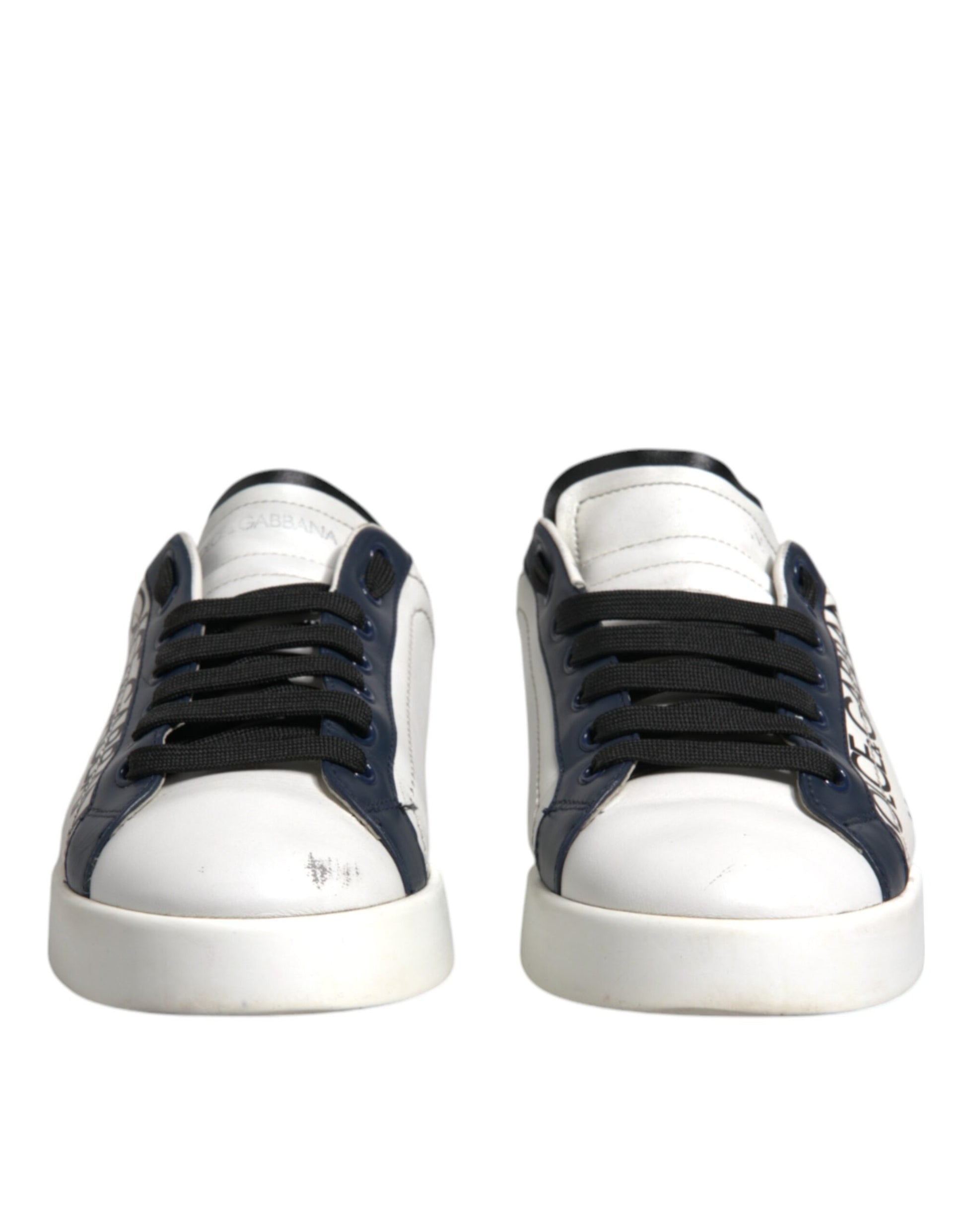 White Blue Leather Crown Milano Sneakers Shoes