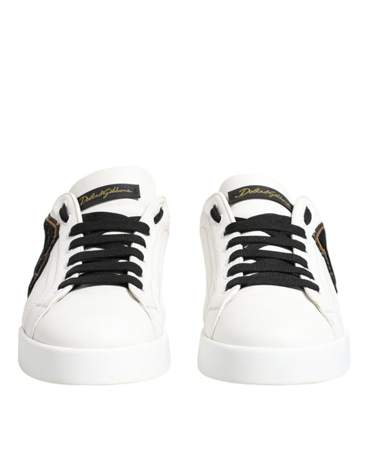 White Leather DG Logo Low Top Sneakers Shoes