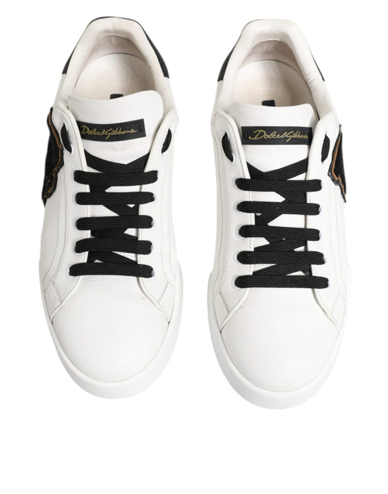 White Leather DG Logo Low Top Sneakers Shoes