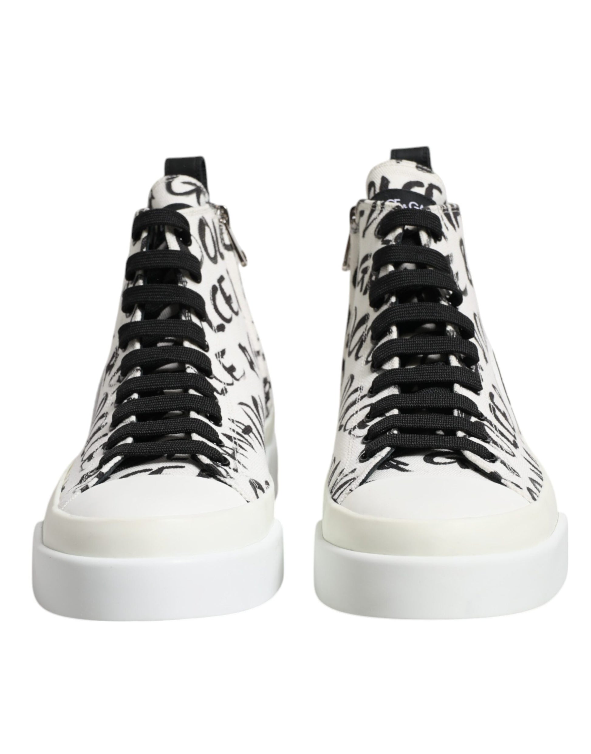 White Canvas Logo High Top Sneakers Shoes