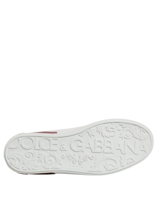 White Red Leather Logo Portofino Sneaker Shoes