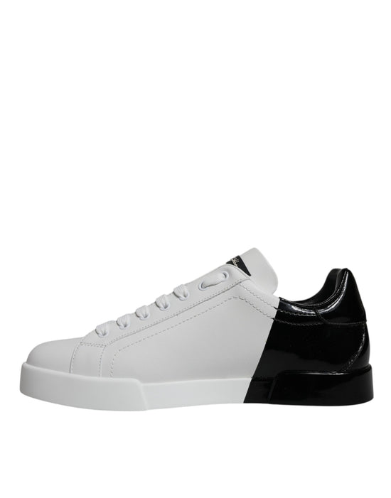 White Black Logo Portofino Sneakers Shoes