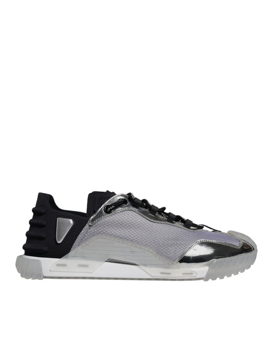 Silver Black Nylon NS1 Low Top Sneakers Shoes