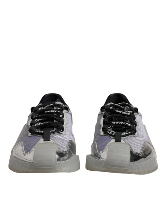 Silver Black Nylon NS1 Low Top Sneakers Shoes