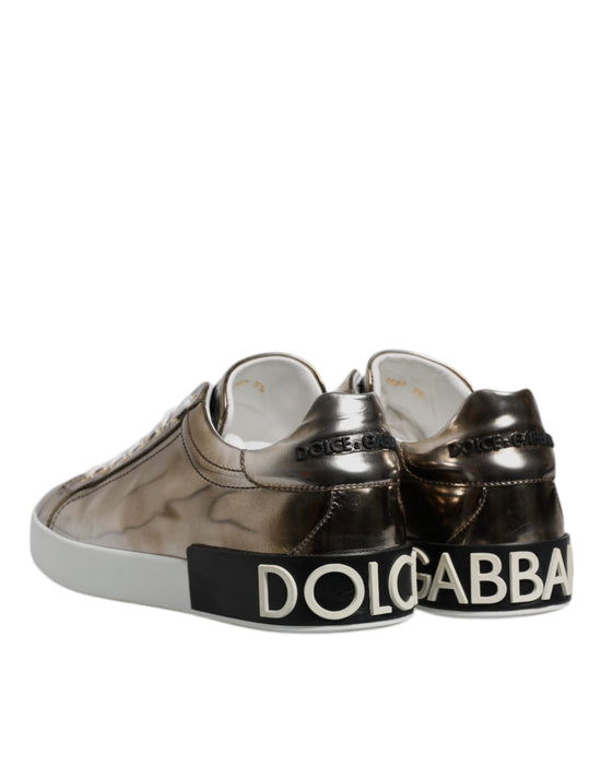 Silver Portofino Leather Sneakers Shoes