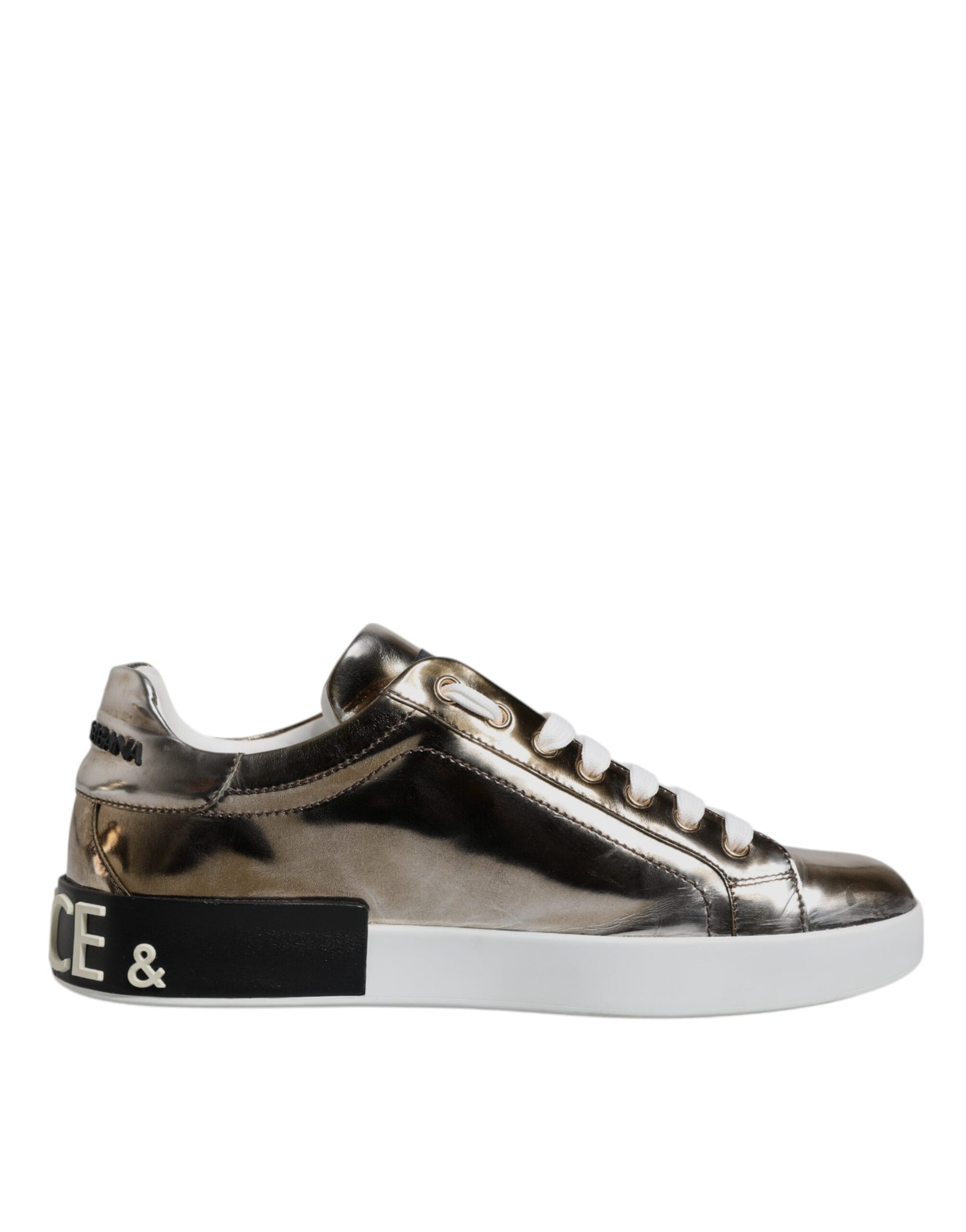 Silver Portofino Leather Sneakers Shoes