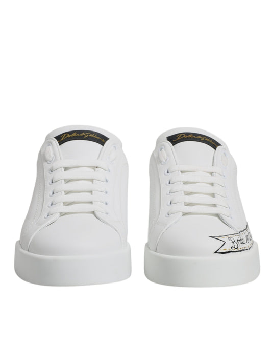 White Leather Low Top Lace Up Sneakers Shoes