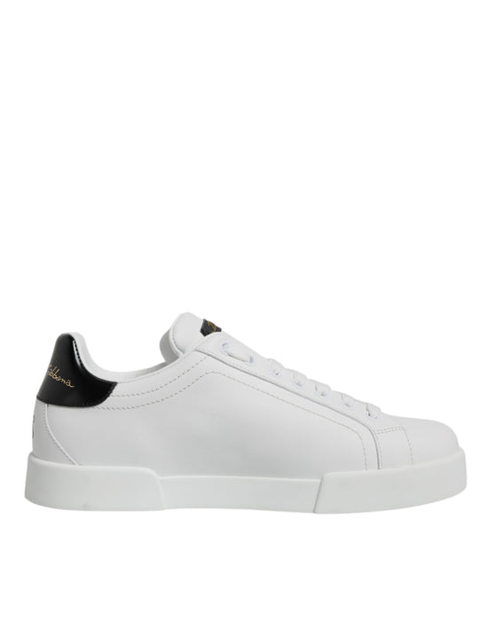 White Leather Low Top Lace Up Sneakers Shoes