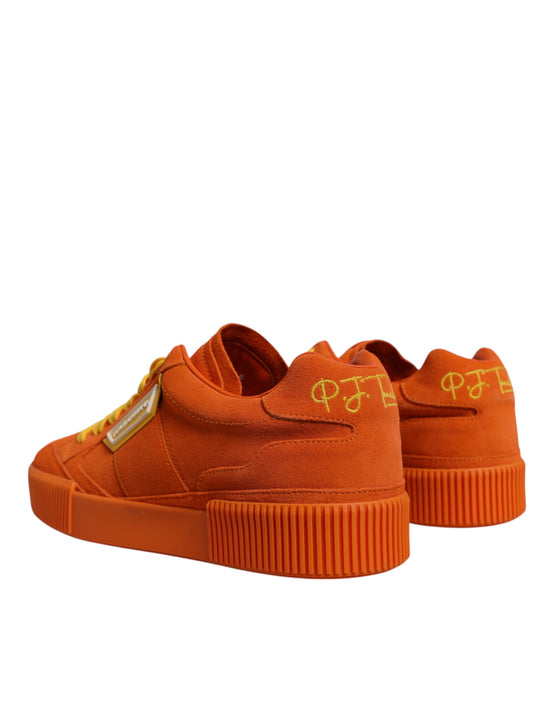 Orange Miami Leather Low Top Sneakers Shoes