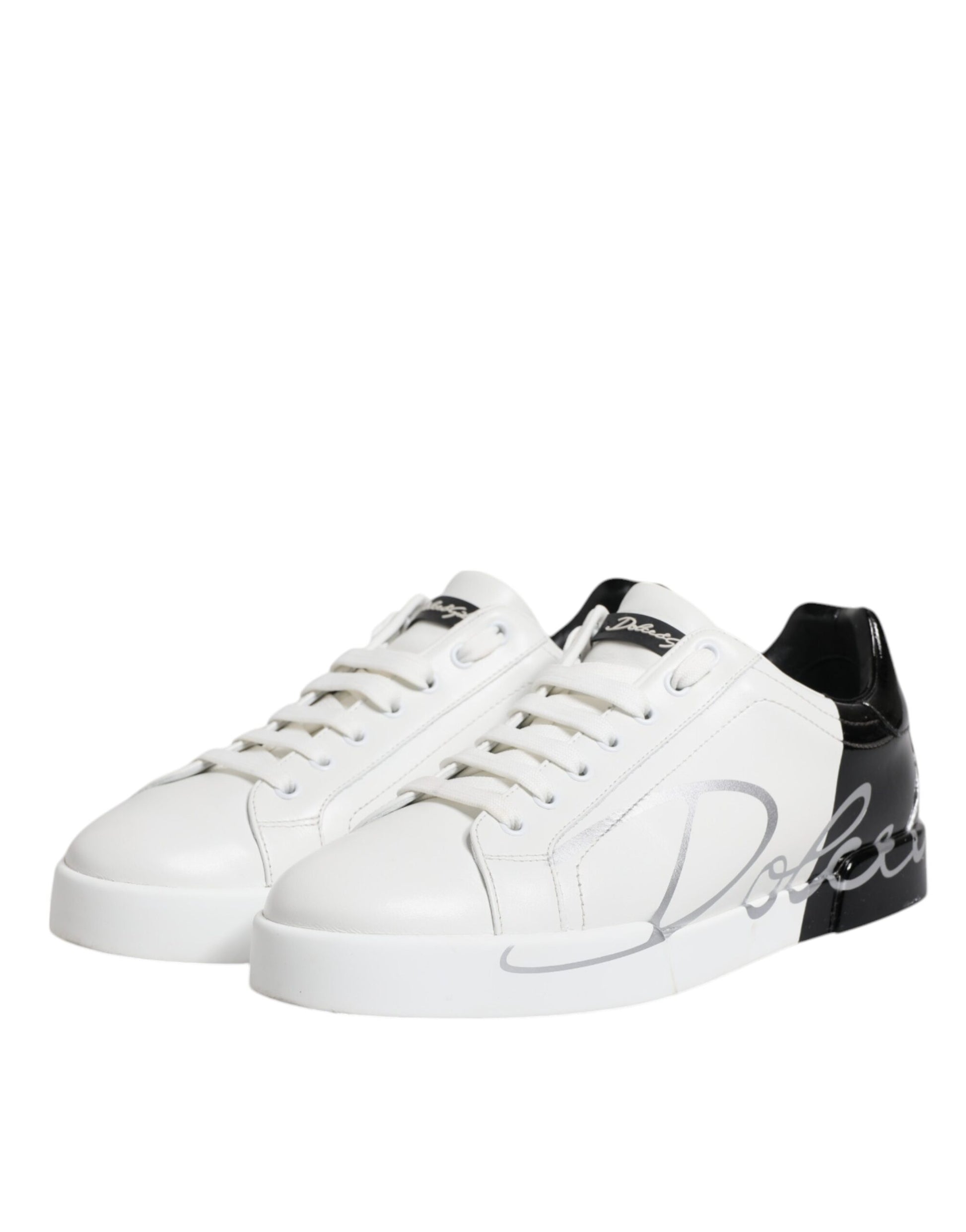 White Black Logo Portofino Sneakers Shoes