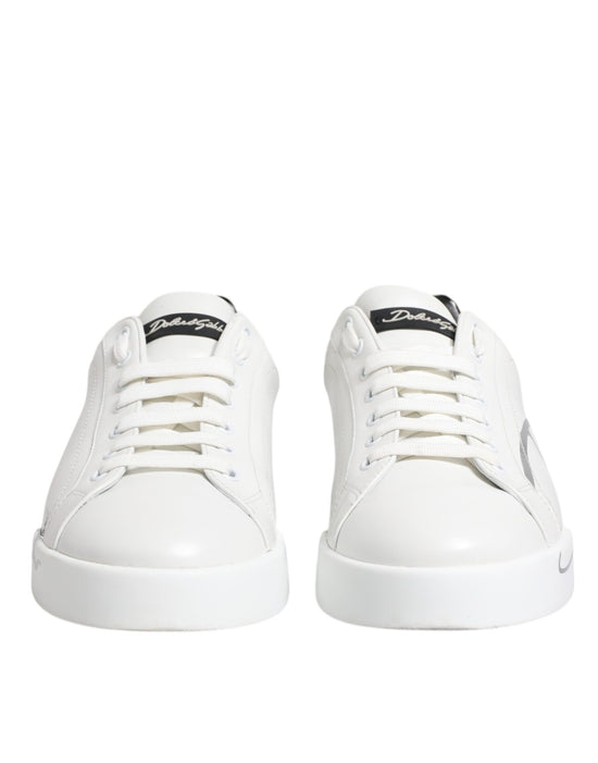 White Black Logo Portofino Sneakers Shoes