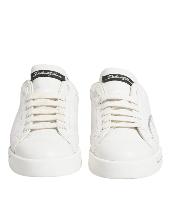 White Black Logo Portofino Sneaker Shoes