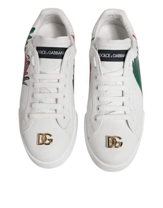 White Portofino Made In Italy Print Sneakers Shoes