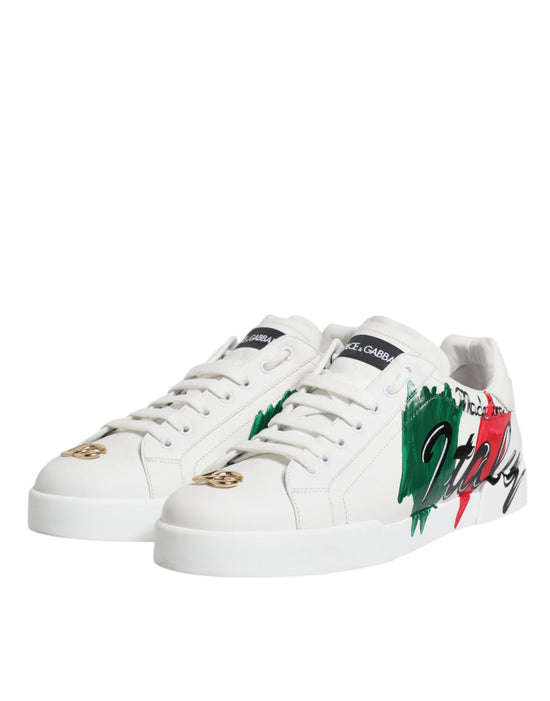 White Portofino Made In Italy Print Sneakers Shoes