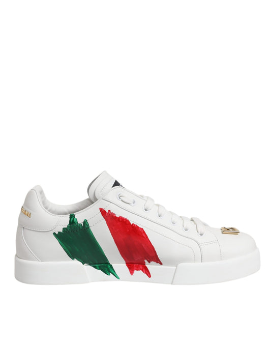 White Portofino Made In Italy Print Sneakers Shoes