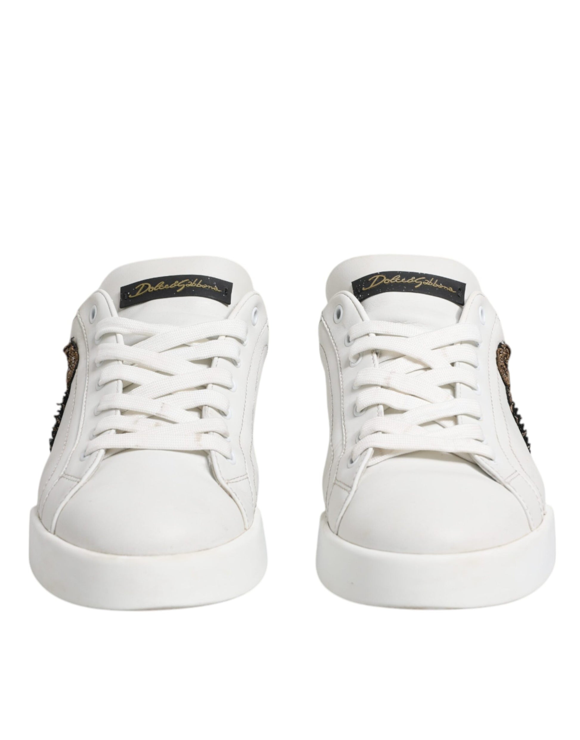 White Crown Patch Portofino Sneakers Shoes