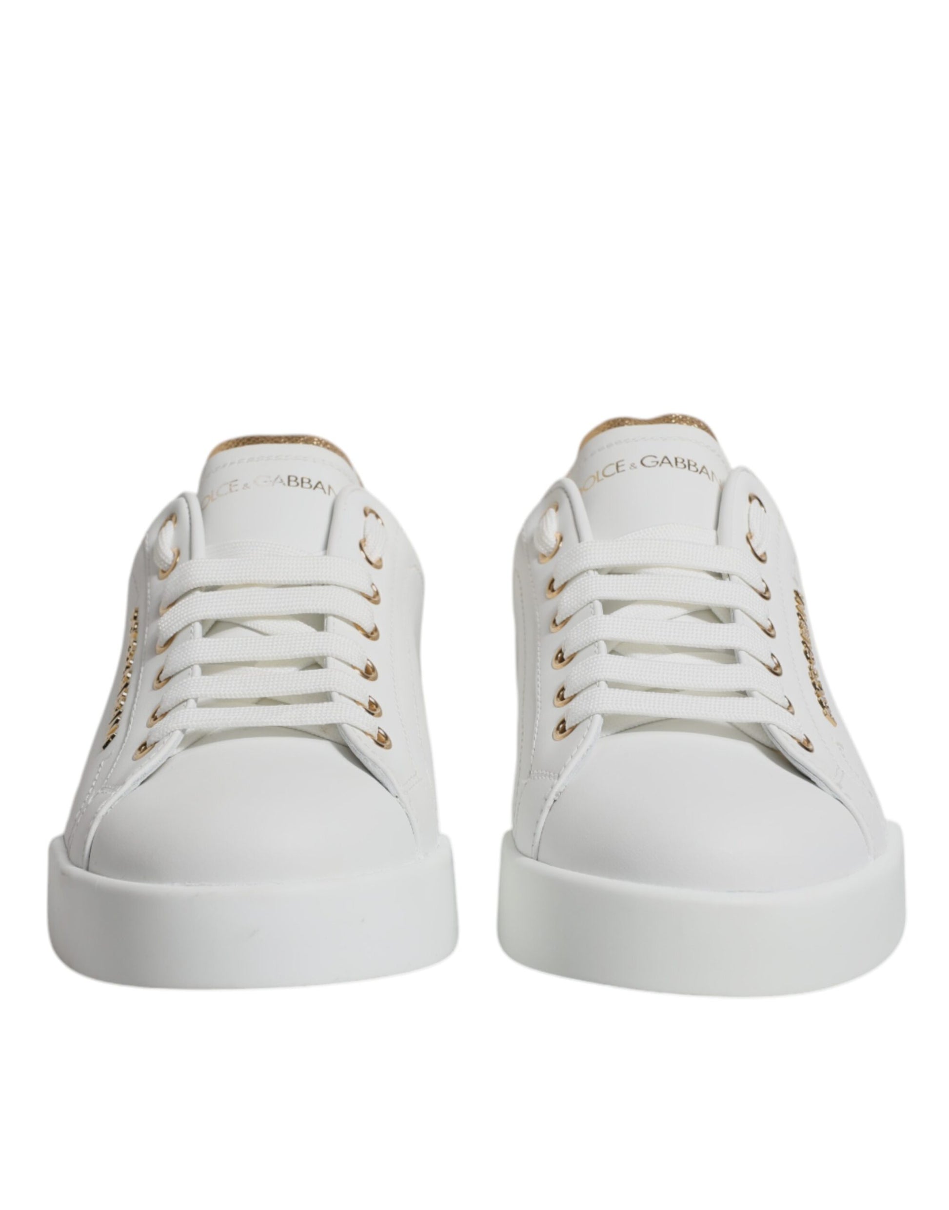 White Gold Leather Portofino Sneakers Shoes