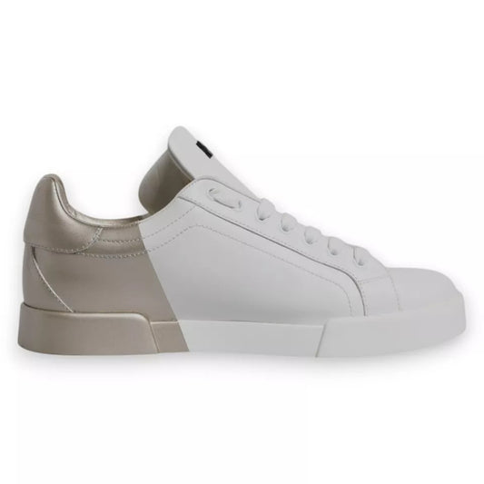 White Gold Logo Portofino Sneakers Shoes