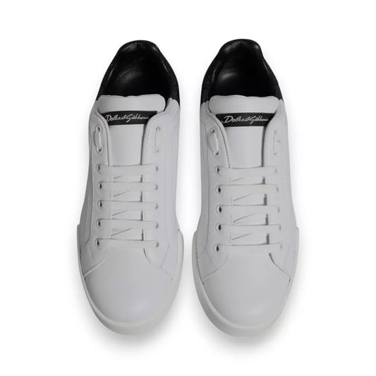 White Black Logo Portofino Sneakers Shoes