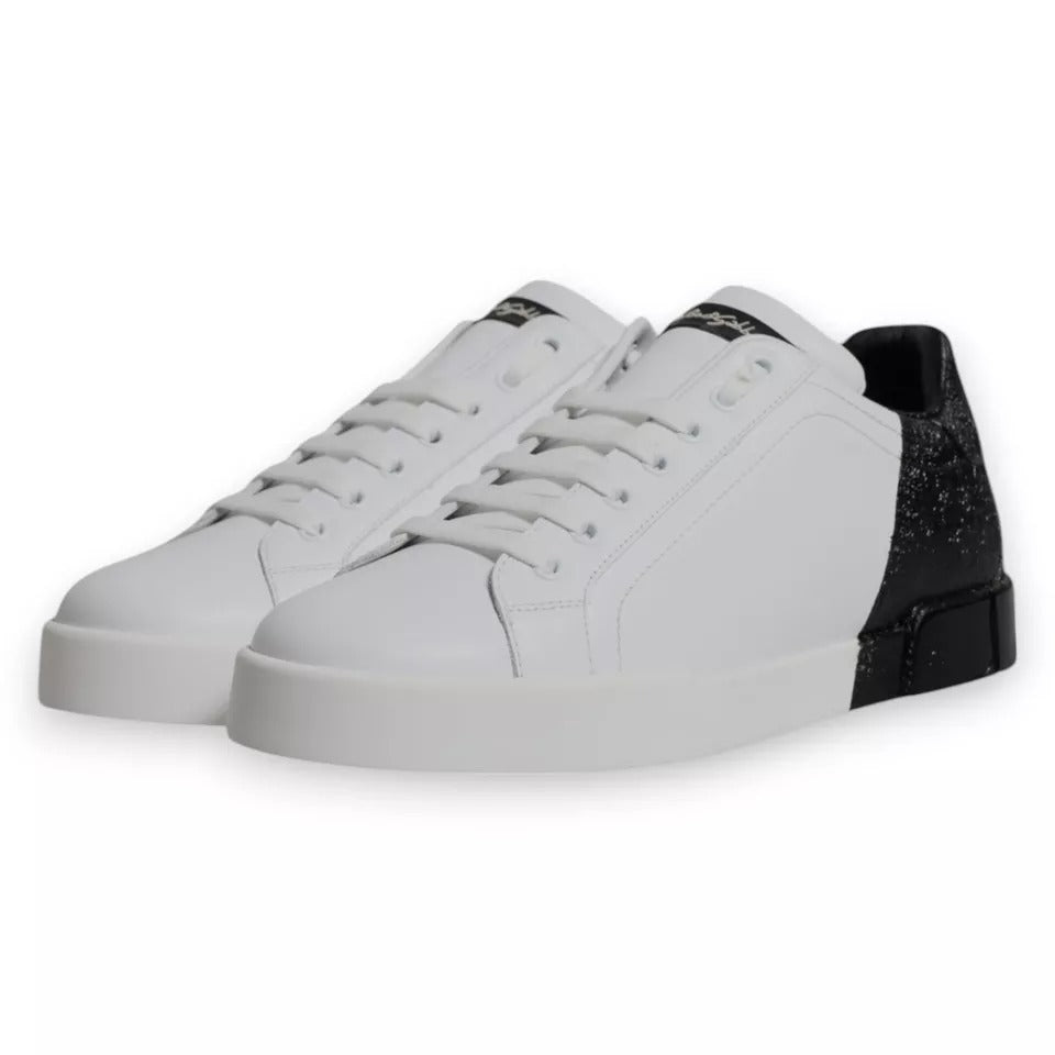 White Black Logo Portofino Sneakers Shoes