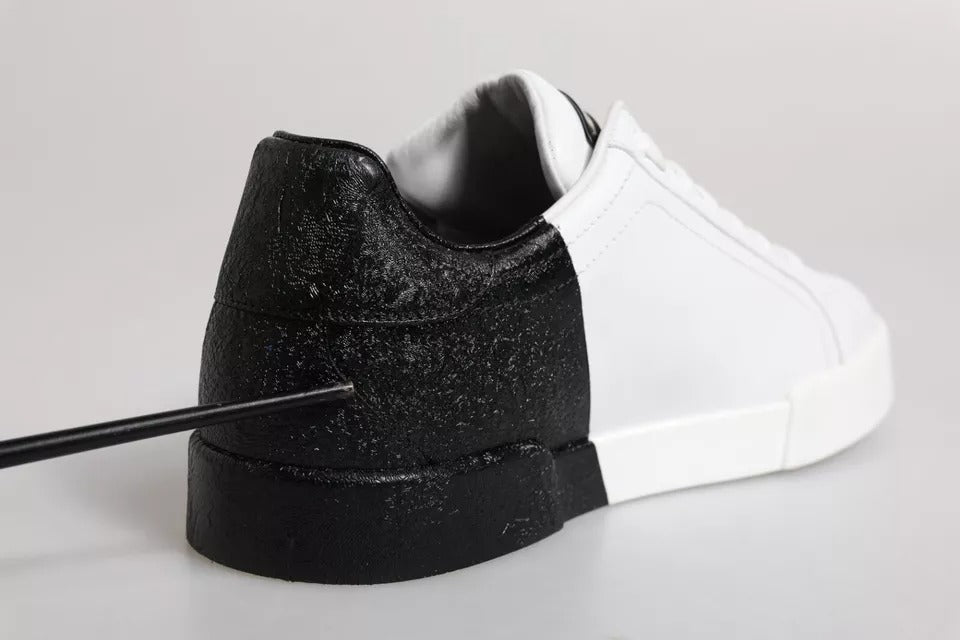 White Black Logo Portofino Sneakers Shoes