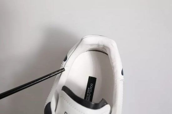 White Blue Leather Crown Milano Sneakers Shoes