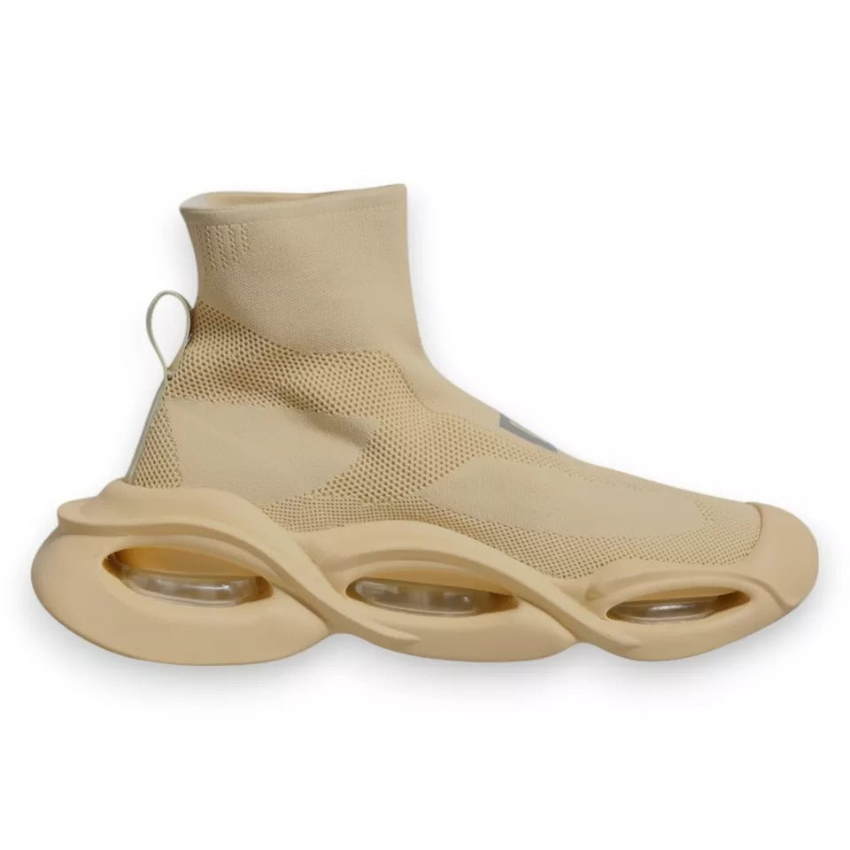 Beige Slip On Wave Socks Men Sneakers Shoes