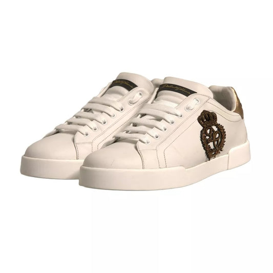 White Crown Patch Portofino Sneakers Shoes