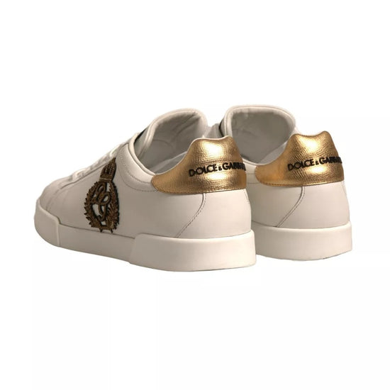 White Crown Patch Portofino Sneakers Shoes