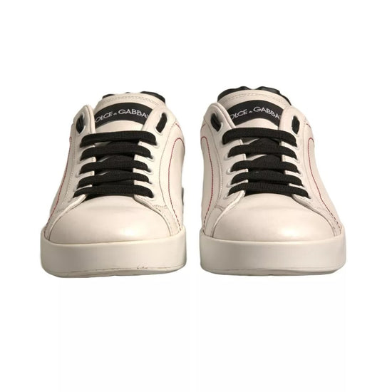 White Leather Logo Portofino Sneakers Shoes