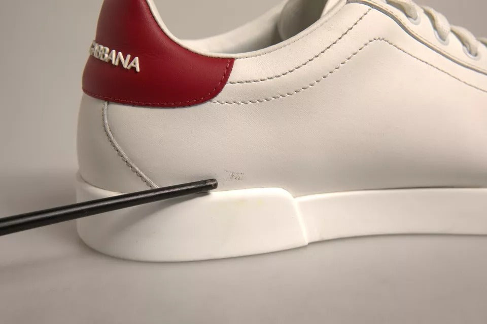 White Leather Logo Portofino Sneakers Shoes