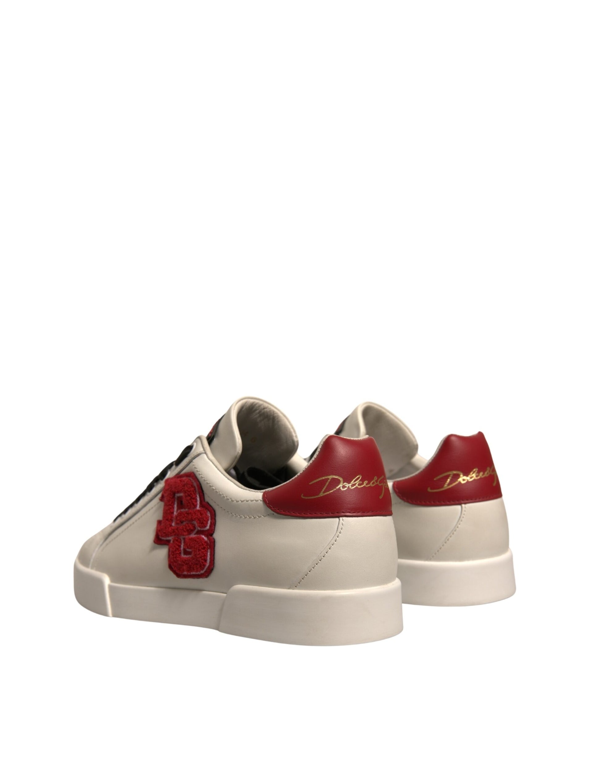 White Leather DG Logo Low Top Sneakers Shoes