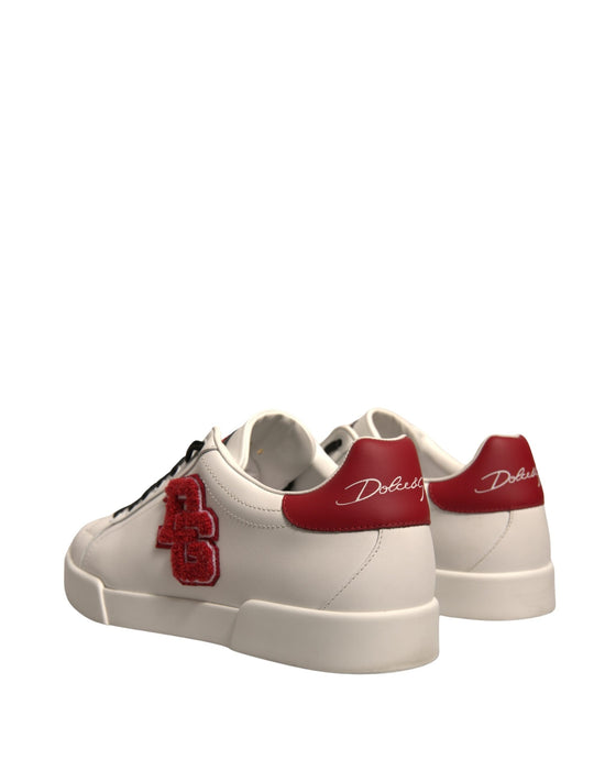 White Leather DG Logo Low Top Sneakers Shoes