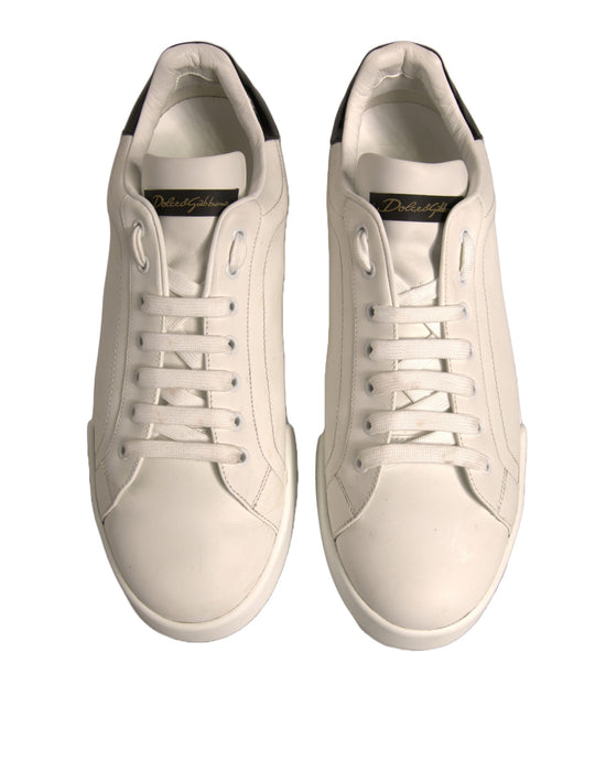 White Black Leather Low Top Men Sneakers Shoes