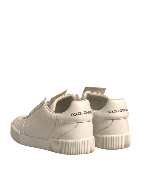 White Miami Leather Low Top Sneakers Shoes