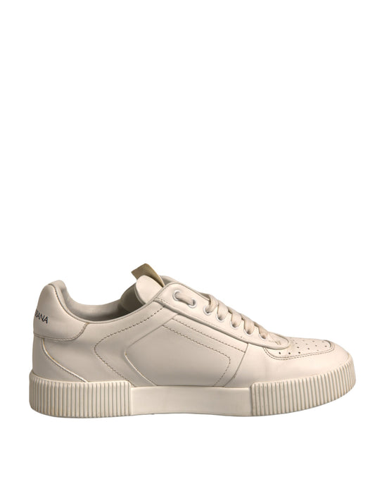 White Miami Leather Low Top Sneakers Shoes