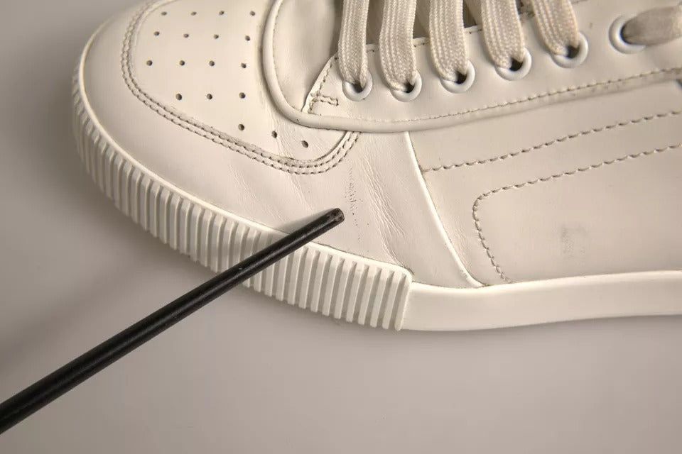 White Miami Leather Low Top Sneakers Shoes